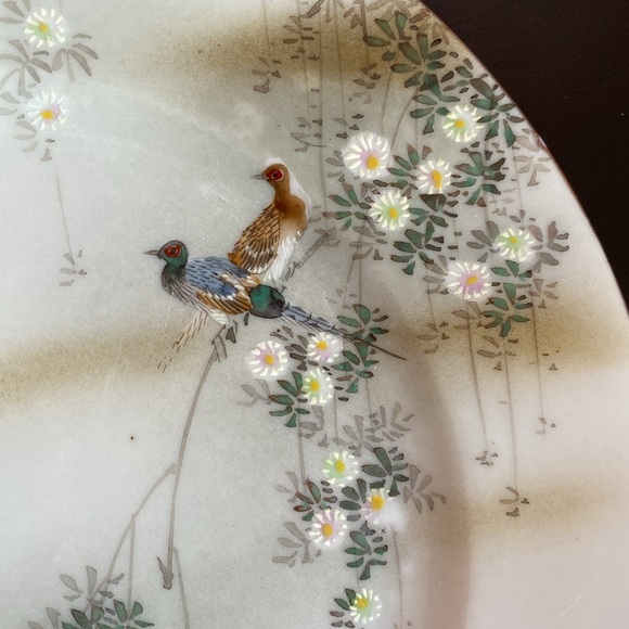 VINTAGE Hand Painted Japanese Mt Fuji Nature Bird Floral Porcelain 7.25" Plate - Picture 6 of 11